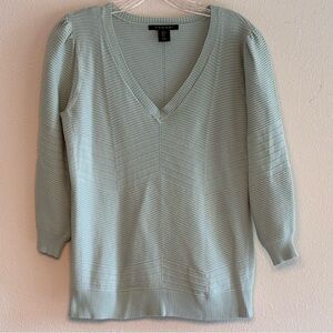 Tahari Women's Green V-Neck Sweater Lightweight Knit Size Small